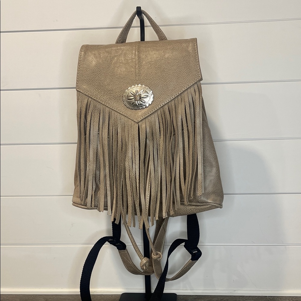 Fringe Pebble Leather Backpack - image 1